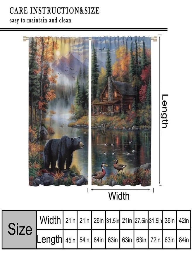 LOMADIA Rustic Bear Blackout Curtains, Retro Forest Animal Lake Wildlife Pattern Drapes, Country Cabin Farmhouse Window Treatments Curtain for Kitchen Bedroom Living Room Home Decor 42" W x 45" L - Image 5